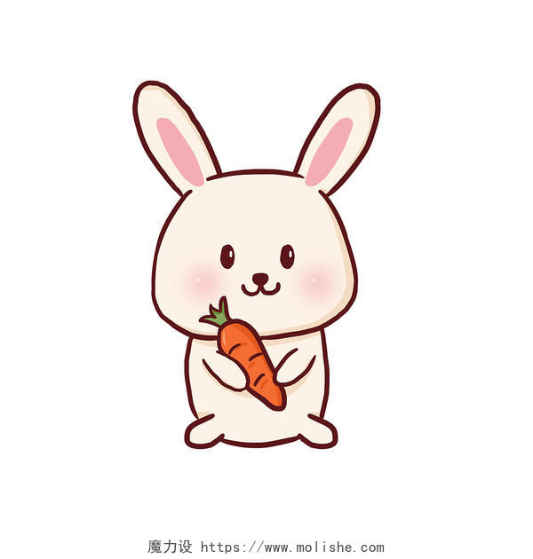 简笔画兔卡通兔子胡萝卜插画元素小白兔元素